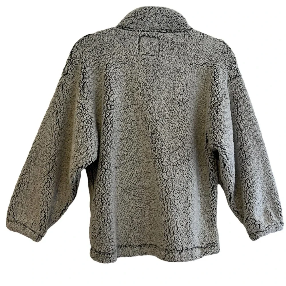 Justice Jacket Girls 12 Gray Sherpa Pullover Snap Front Zipped Pockets
